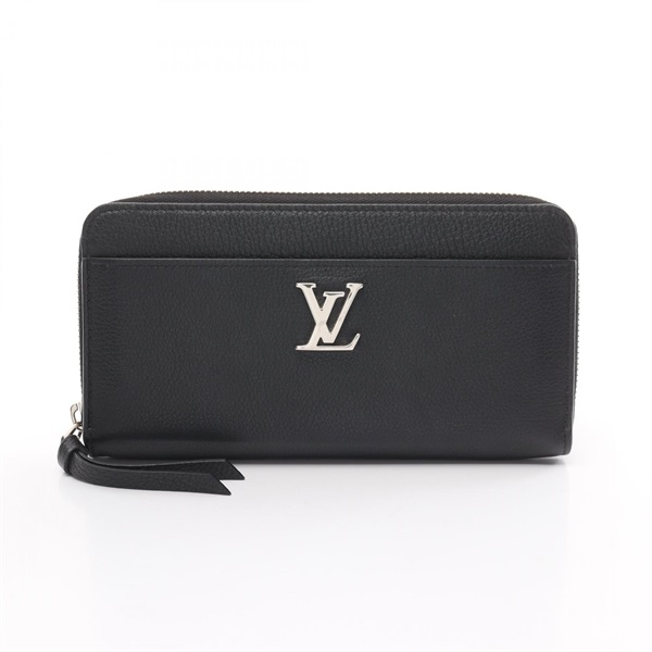 LOUIS VUITTON Zippy Lock Me long wallet M62622 leather Black Used Women LV