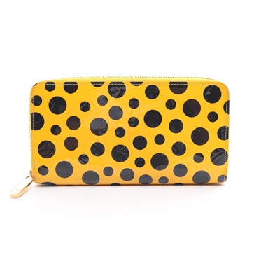 LOUIS VUITTON Zippy Wallet Dot Infinity M91571 Vernis Yellow Black Used Women LV