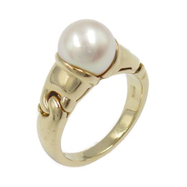 BVLGARI passo doppio pearl Ring K18 YG Yellow Gold Pearl White Used US size #6