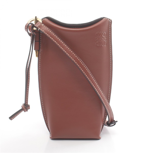 LOEWE GATE POCKET Shoulder crossbody Bag 109.30.Z42 leather Brown Used