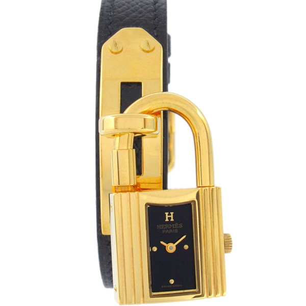 HERMES Kelly Wrist Watch KE1.201 Quartz Gold Plated Leather belt Used Women