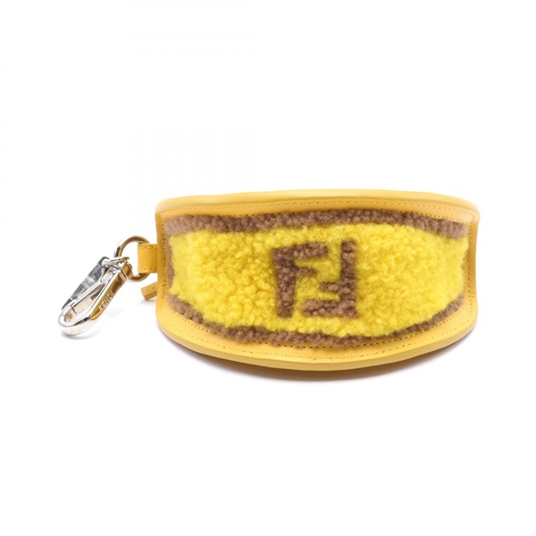 FENDI zip coin purse wallet tacos 7AR706 leather Boa Yellow Brown Used