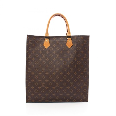 LOUIS VUITTON Sac Plat Tote Bag M51140 Monogram canvas leather Brown Used Women