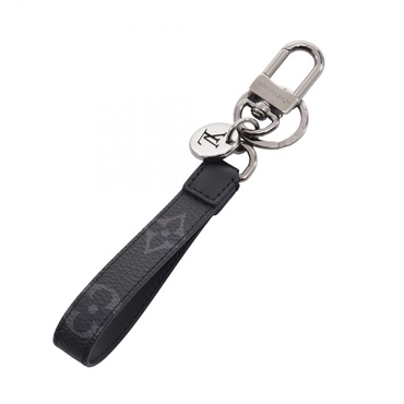 LOUIS VUITTON Portocle Dragonne Key Ring M61950 Monogram eclipse Black Used LV