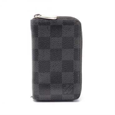 LOUIS VUITTON Zip around coin purse wallet N63076 Damier graphite Black Used LV