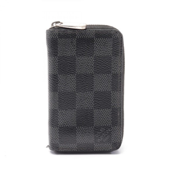 LOUIS VUITTON Zip around coin purse wallet N63076 Damier graphite Black Used LV