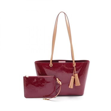 LOUIS VUITTON Long beach Tote shoulder Bag M90480 Vernis leather Magenta Used LV