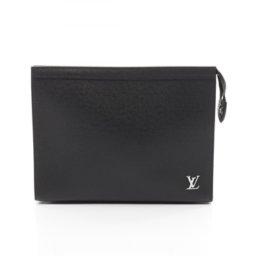 LOUIS VUITTON Pochette Voyage business clutch bag M30450 Taiga leather Noir used