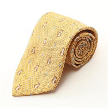 HERMES Tie silk Yellow Multicolor Used mens
