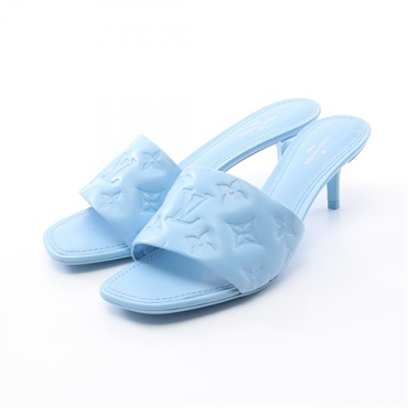 LOUIS VUITTON revival line Mule sandals heels MA1200 Monogram leather Blue Used
