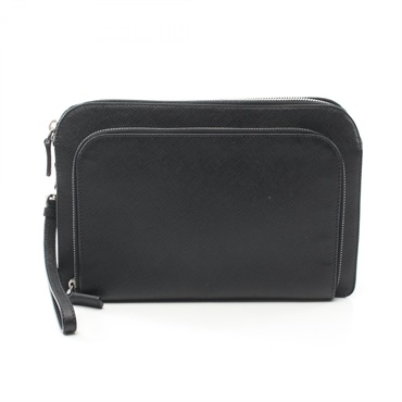 PRADA business clutch second bag VR0051 Saffiano leather Black Used