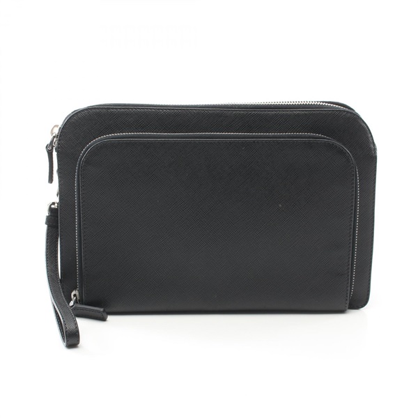 PRADA business clutch second bag VR0051 Saffiano leather Black Used