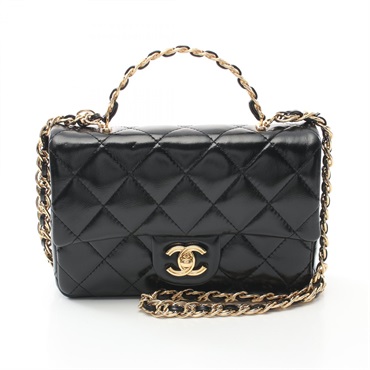 CHANEL Matelasse Small 2way Shoulder Bag AS4023 shiny lambskin Black Used GHW CC