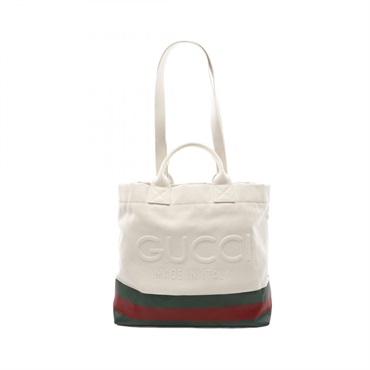 GUCCI Sherry Line Embossed Logo 2Way Shoulder Tote Bag 782741 Canvas Beige Green