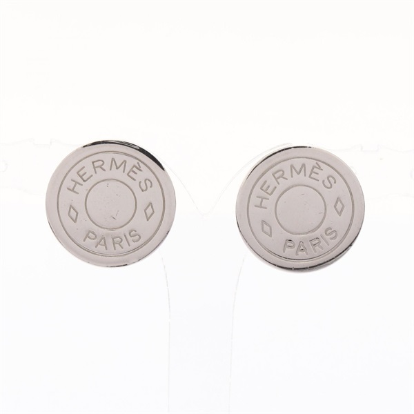 HERMES Sellier clip Earring Stainless Steel Silver Used