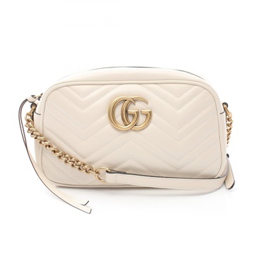 GUCCI GG Marmont chain Shoulder Bag 447632 leather White Used Women crossbody