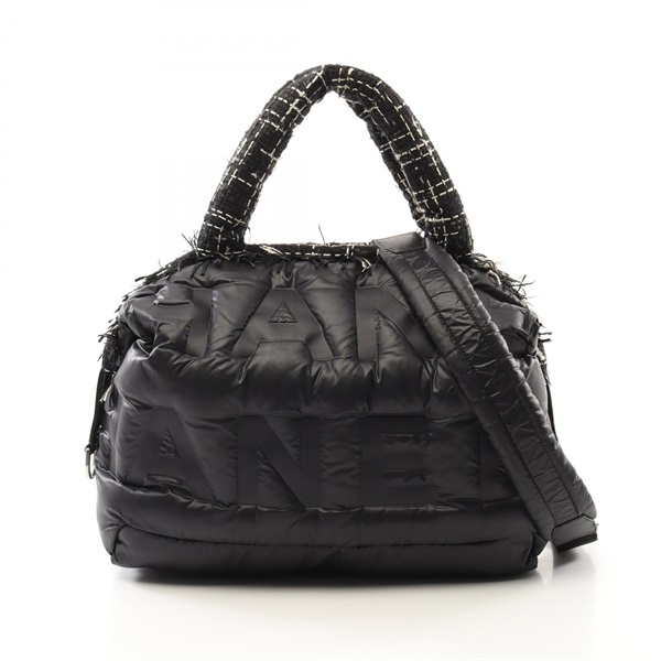 CHANEL Doudoune Coco Neige 2way Tote Bag A91937 Nylon leather Fabric Black Used