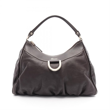 GUCCI Abbey Zipper Shoulder Handbag 189833 Leather Dark Brown Used Women