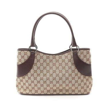 GUCCI GG canvas Tote Bag 113015 canvas leather Beige Brown Used Women