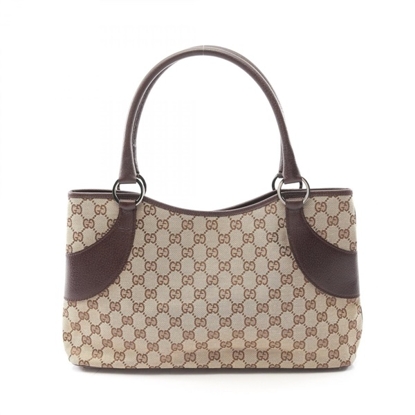 GUCCI GG canvas Tote Bag 113015 canvas leather Beige Brown Used Women