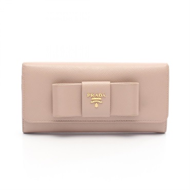 PRADA SAFFIANO FIOCCO Bifold purse long wallet 1MH132 leather Pink Used Women