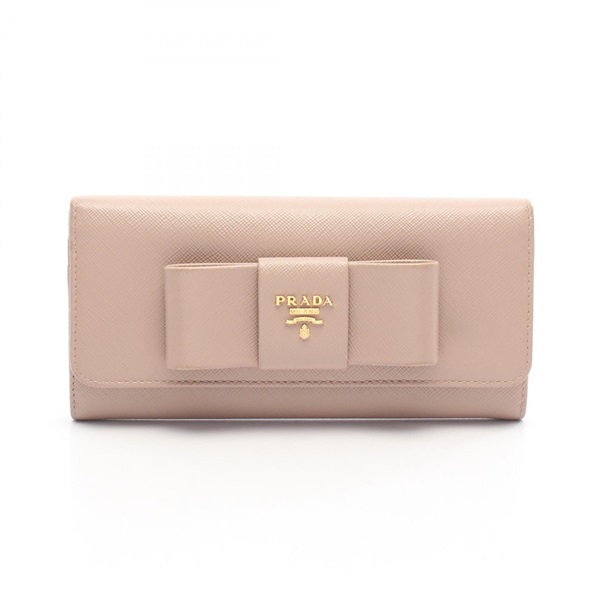 PRADA SAFFIANO FIOCCO Bifold purse long wallet 1MH132 leather Pink Used Women