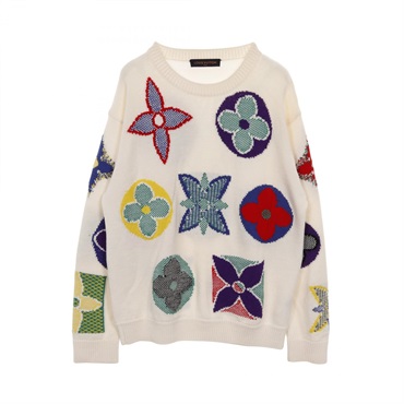 LOUIS VUITTON Sweater knitwear wool Monogram Multicolor White Used Women #XL