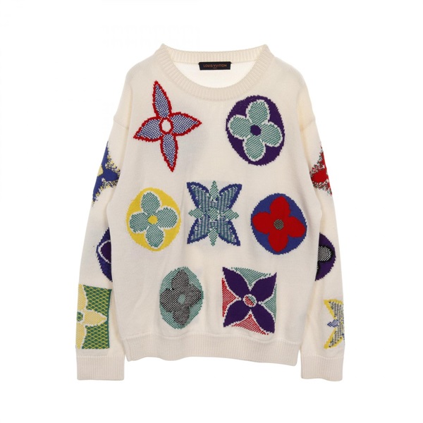 LOUIS VUITTON Sweater knitwear wool Monogram Multicolor White Used Women #XL