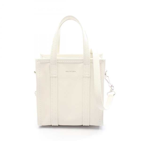 BALENCIAGA BAZAR SHOPPER XXS Crossbody Handbag 513988 leather White Used Women