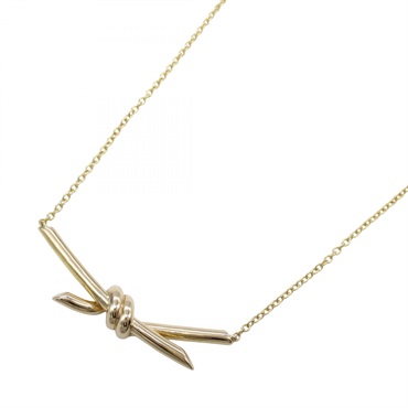 TIFFANY＆CO Knot Necklace Pendant 38~43cm 18KRG Pink Rose Gold Used