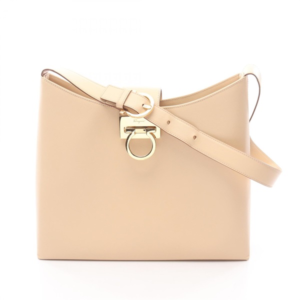 Salvatore Ferragamo Gancini Shoulder hand Bag leather Beige Used Women
