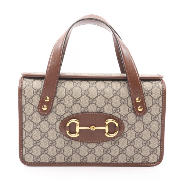 GUCCI Horsebit GG Supreme Handbag 627323 canvas leather Beige Brown Used