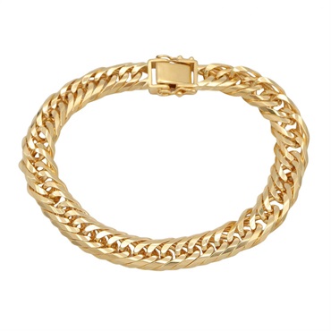 JEWELRY 20 side T Flat link chain Bracelet 19.5cm 40g 18K Yellow Gold Used unisex