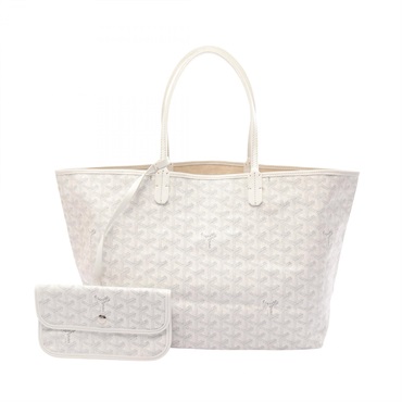 GOYARD Saint Louis PM Tote Bag PVC coated canvas leather White Gray Used Women