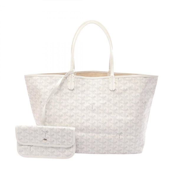GOYARD Saint Louis PM Tote Bag PVC coated canvas leather White Gray Used Women