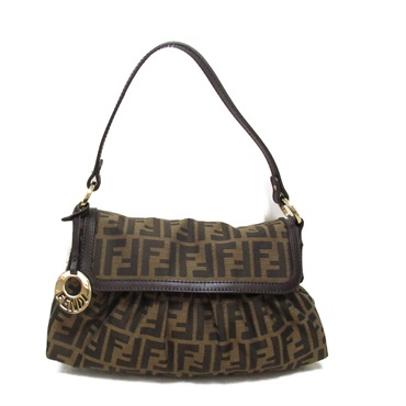 FENDI One Shoulder hand Bag 8BN445 canvas Brown Used