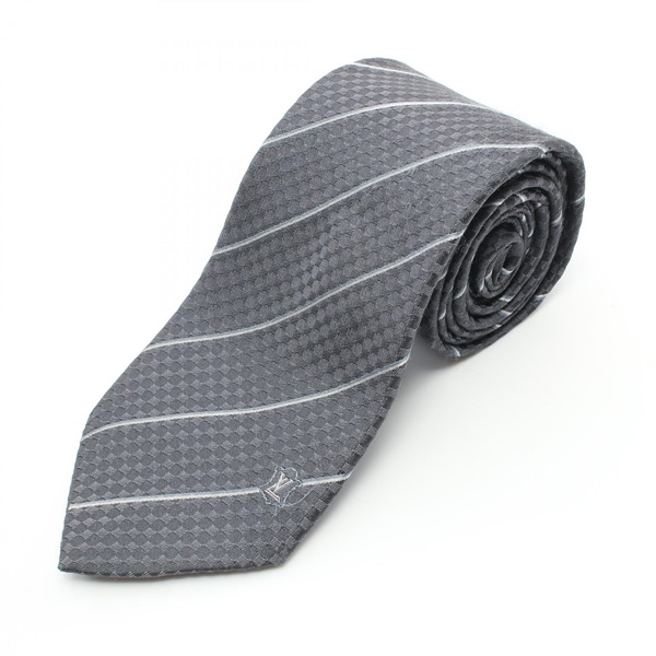 LOUIS VUITTON tie M67979 silk Gray Blue White Gres Used mens