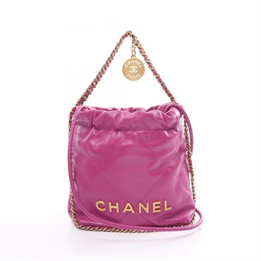 CHANEL chanel 22 2way  Shoulder Bag leather Purple Used Women GHW CC Coco