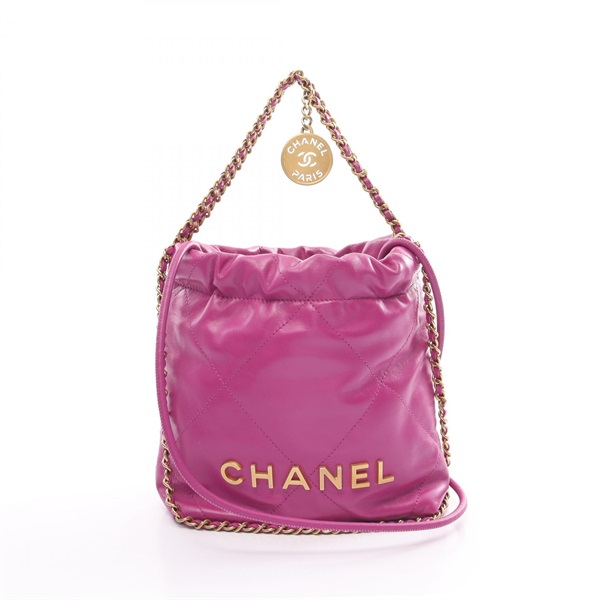 CHANEL chanel 22 2way  Shoulder Bag leather Purple Used Women GHW CC Coco