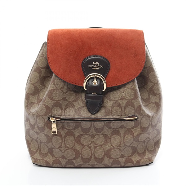 COACH Signature Rucksack Backpack C5693 canvas Suede Beige Brown Used Women LV