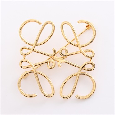 LOEWE anagram Brooch 111.25.020 Metal GHW Used Women