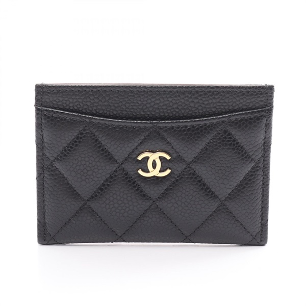 CHANEL Matelasse Card Case AP0213 Caviar Skin Black Used GHW