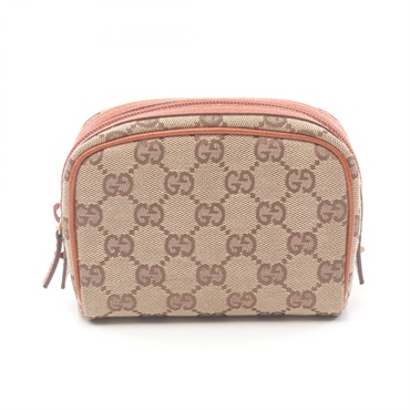 GUCCI GG canvas Pouch purse 120978 canvas leather Beige Brown Used