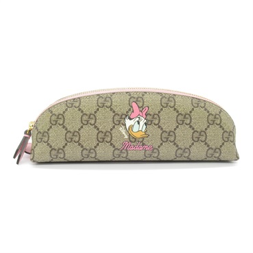 GUCCI Pencil Case Daisy Duck 662129 canvas leather Beige Pink Used