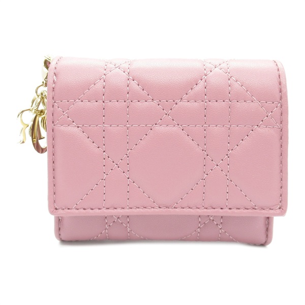 Dior Ladies Dior Cannage Tri-fold Wallet S0181ONMJ_M77P Lambskin Pink used women