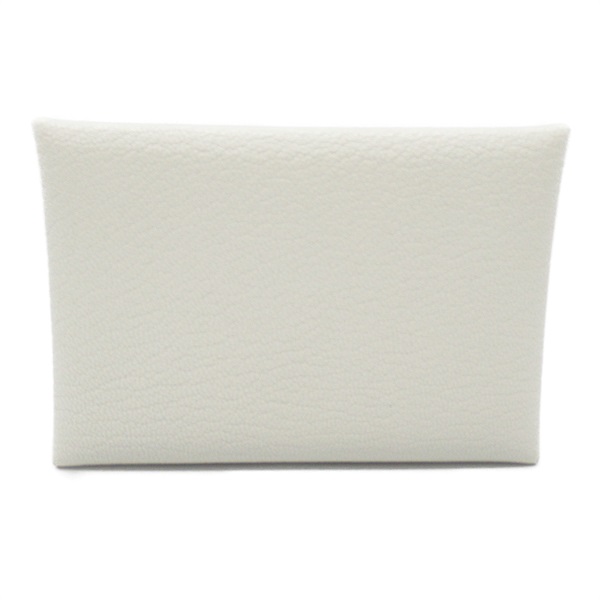 HERMES Calvi Duo Card Case U Chevre myzore goatskin leather craie Used SHW