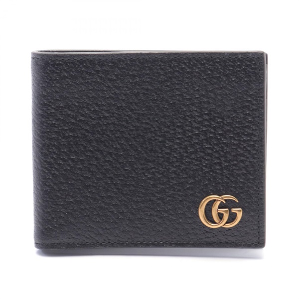 GUCCI GG Marmont Bi-fold wallet Purse 428726 leather Black Used mens