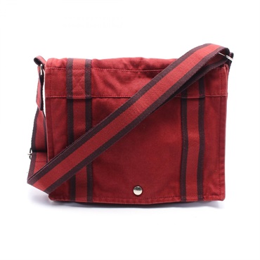 HERMES Fourre-tout Bassas PM Shoulder Bag canvas Red Used unisex