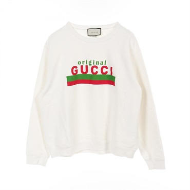 GUCCI sweatshirt pullover XL size 626990 cotton White Multicolor Used mens