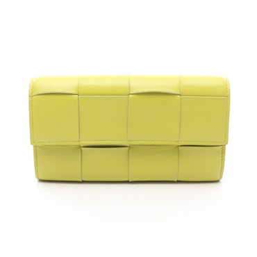 BOTTEGA VENETA Maxi Intrecciato Bi-fold purse wallet 667433 leather Green Used